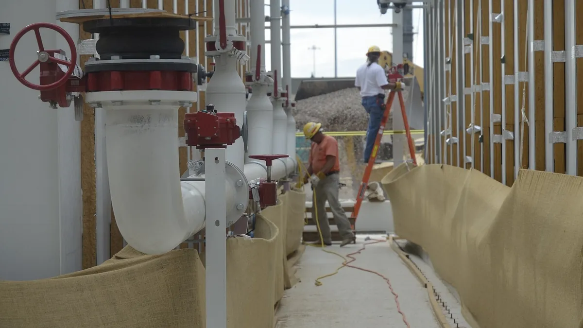 Piping, tubing and instrumentation wall inside a plant