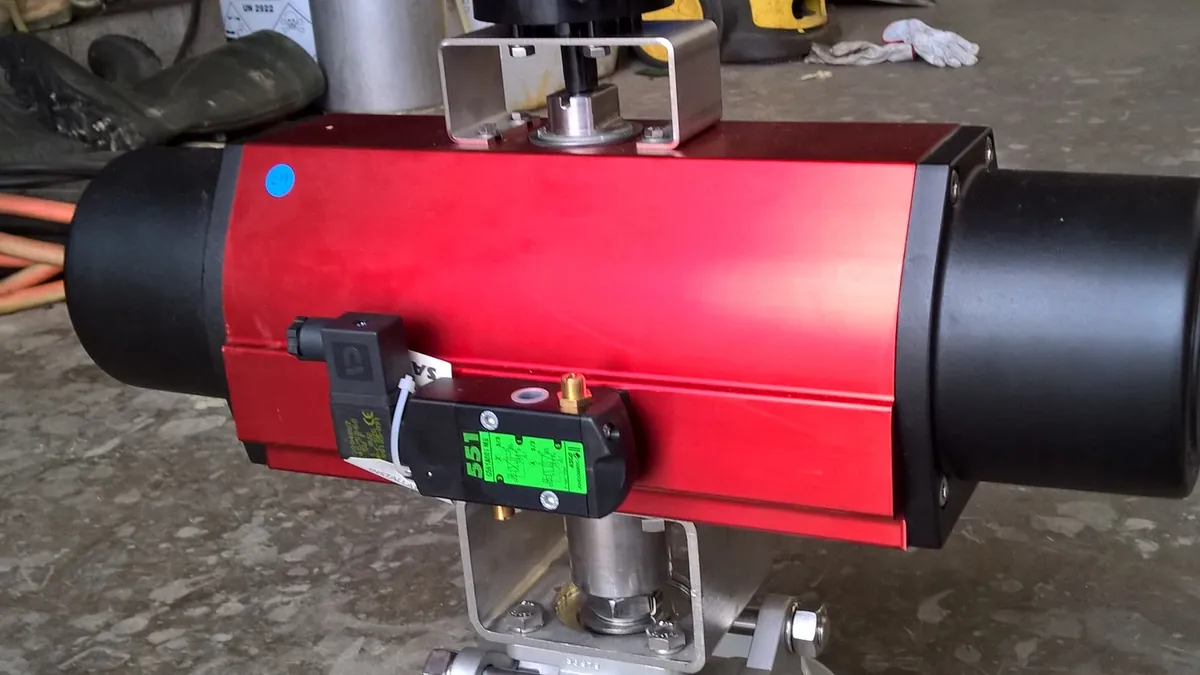 Fail-safe pneumatic actuator installed on outdoor process piping